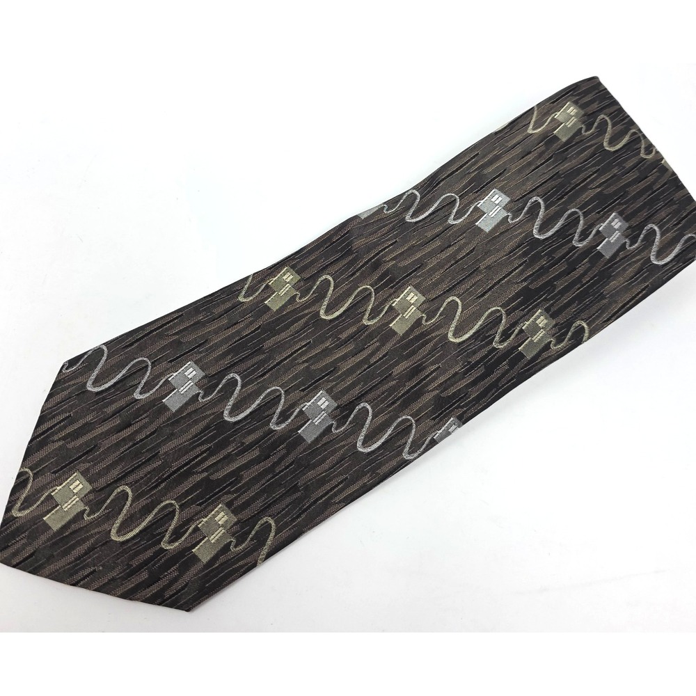 Luciano Gatti Elite Tie Mens Brown Textured Abstract Silk Italy Designer Classic